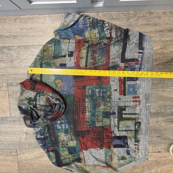 Inoah Cowl Neck Tunic Top Medium Bat Wing Sleeve Wearable Art Lagenlook City - Picture 6 of 8